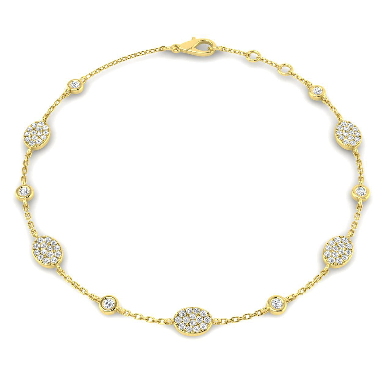 Pavé Diamond, Bezel Set, Diamond Bracelet, Circle Bracelet