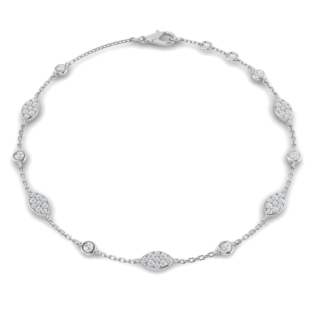Lab Grown Diamond Bracelet, Platinum Bracelet, Marquise Station Bracelet