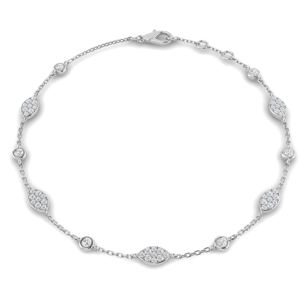 Lab Grown Diamond Bracelet, Platinum Bracelet, Marquise Station Bracelet