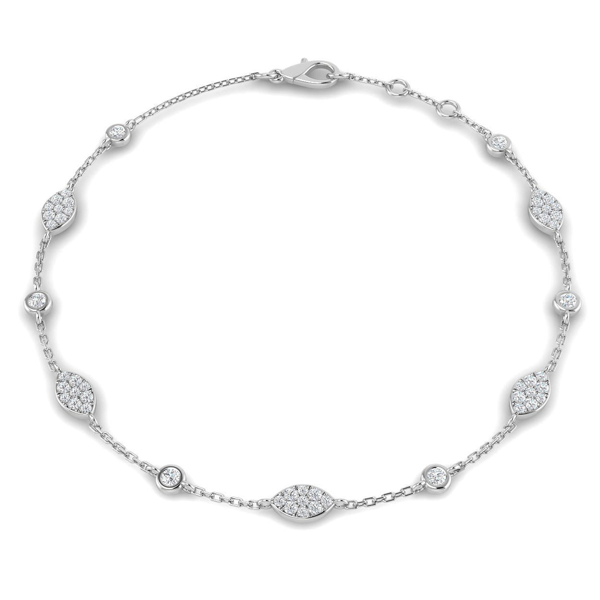 Lab Grown Diamond Bracelet, Platinum Bracelet, Marquise Station Bracelet