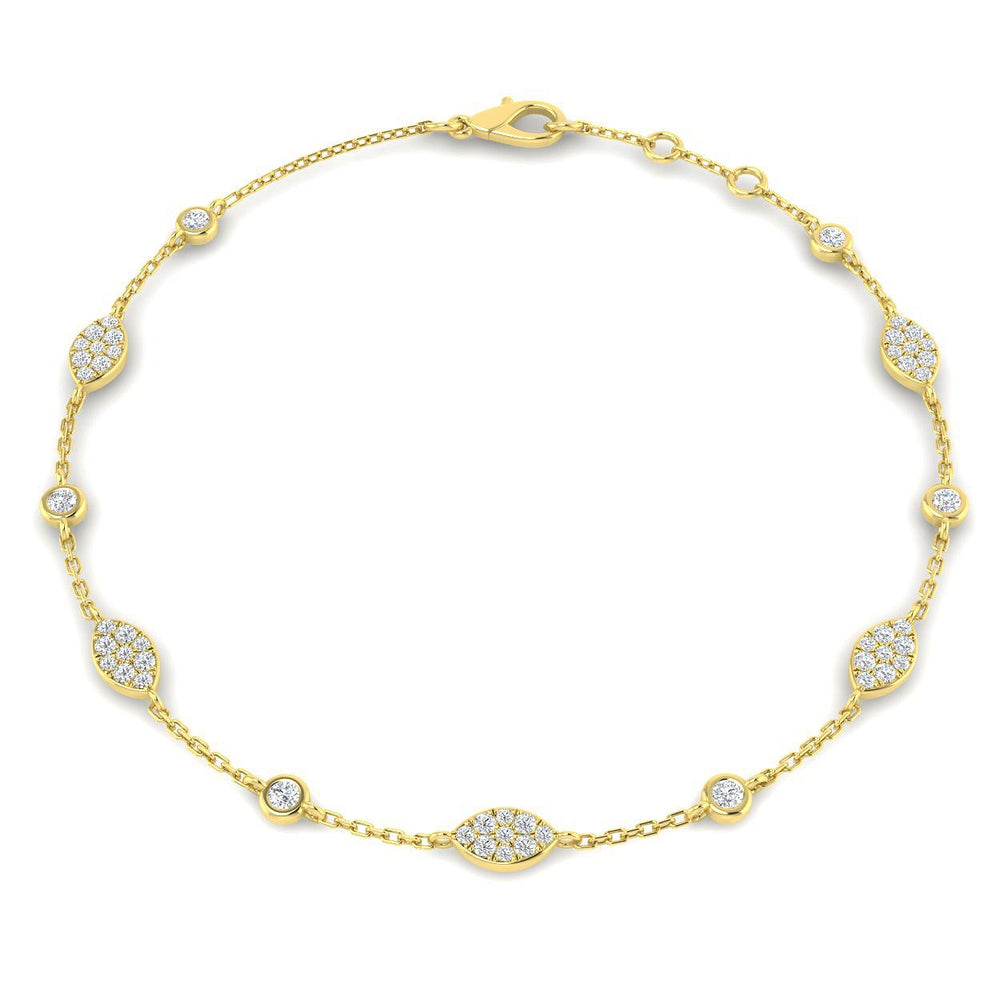 Pavé Diamond Bracelet, Bezel Set Diamond, Round Diamond Bracelet, Diamond Station Bracelet