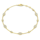 Pavé Diamond Bracelet, Bezel Set Diamond, Round Diamond Bracelet, Diamond Station Bracelet