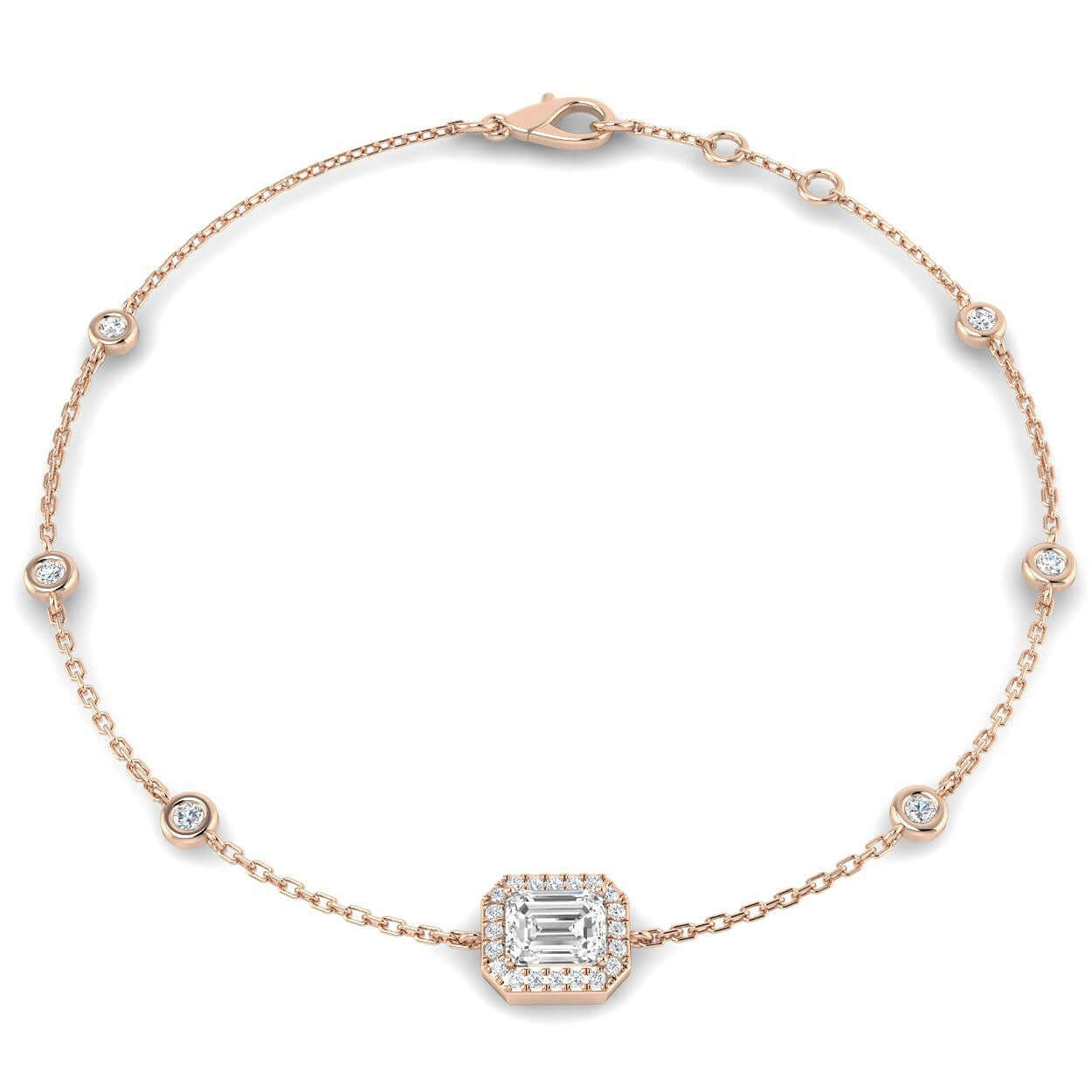 Clover Diamant-Kettenarmband mit Lünetten- und Pavé-Fassung aus Naturdiamanten in Platin