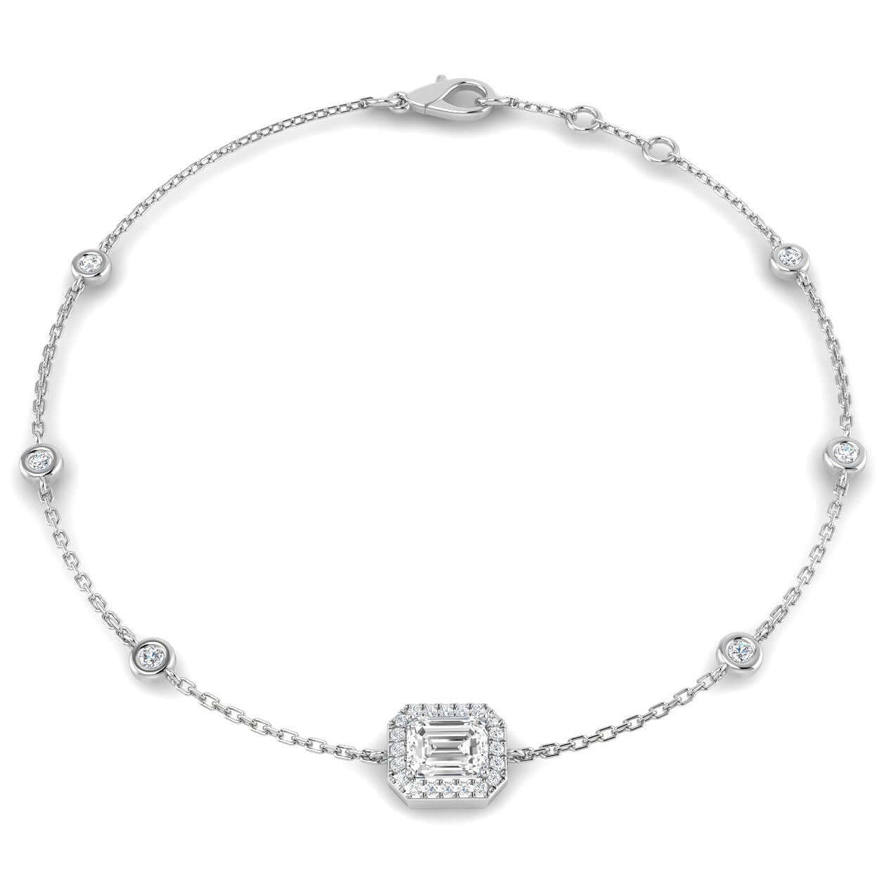 Clover Diamant-Kettenarmband mit Lünetten- und Pavé-Fassung aus Naturdiamanten in Platin