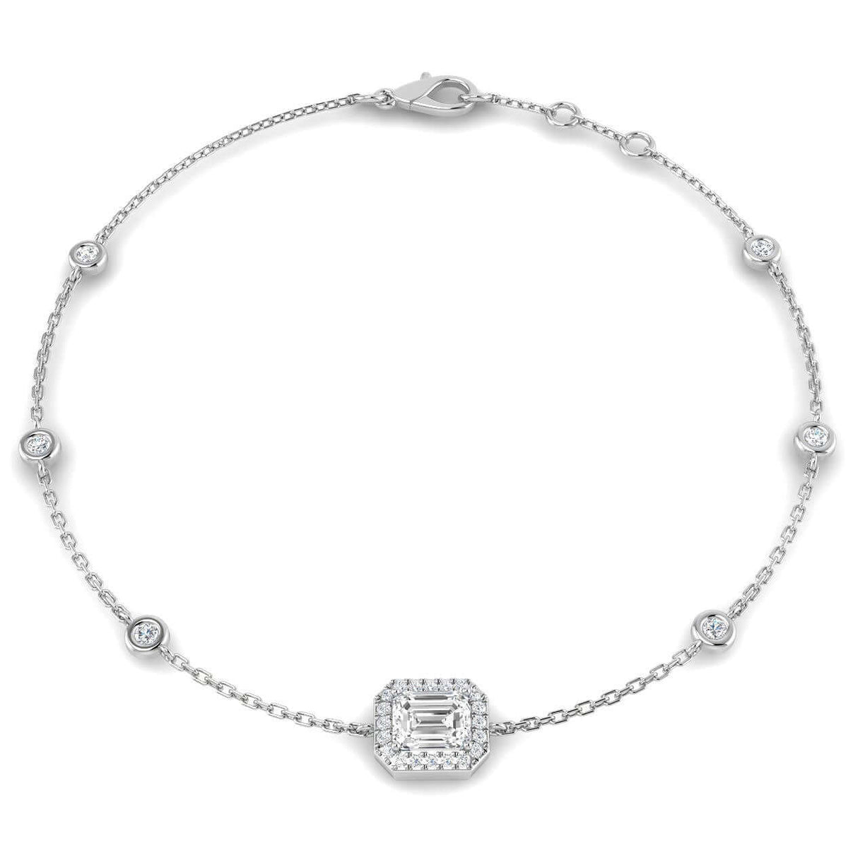 Clover Diamant-Kettenarmband mit Lünetten- und Pavé-Fassung aus Naturdiamanten in Platin