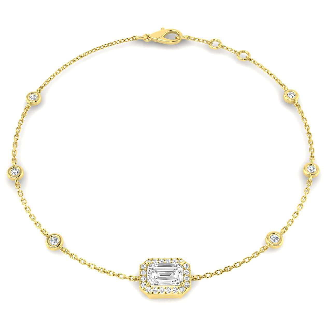 Clover Diamant-Kettenarmband mit Lünetten- und Pavé-Fassung aus Naturdiamanten in Platin