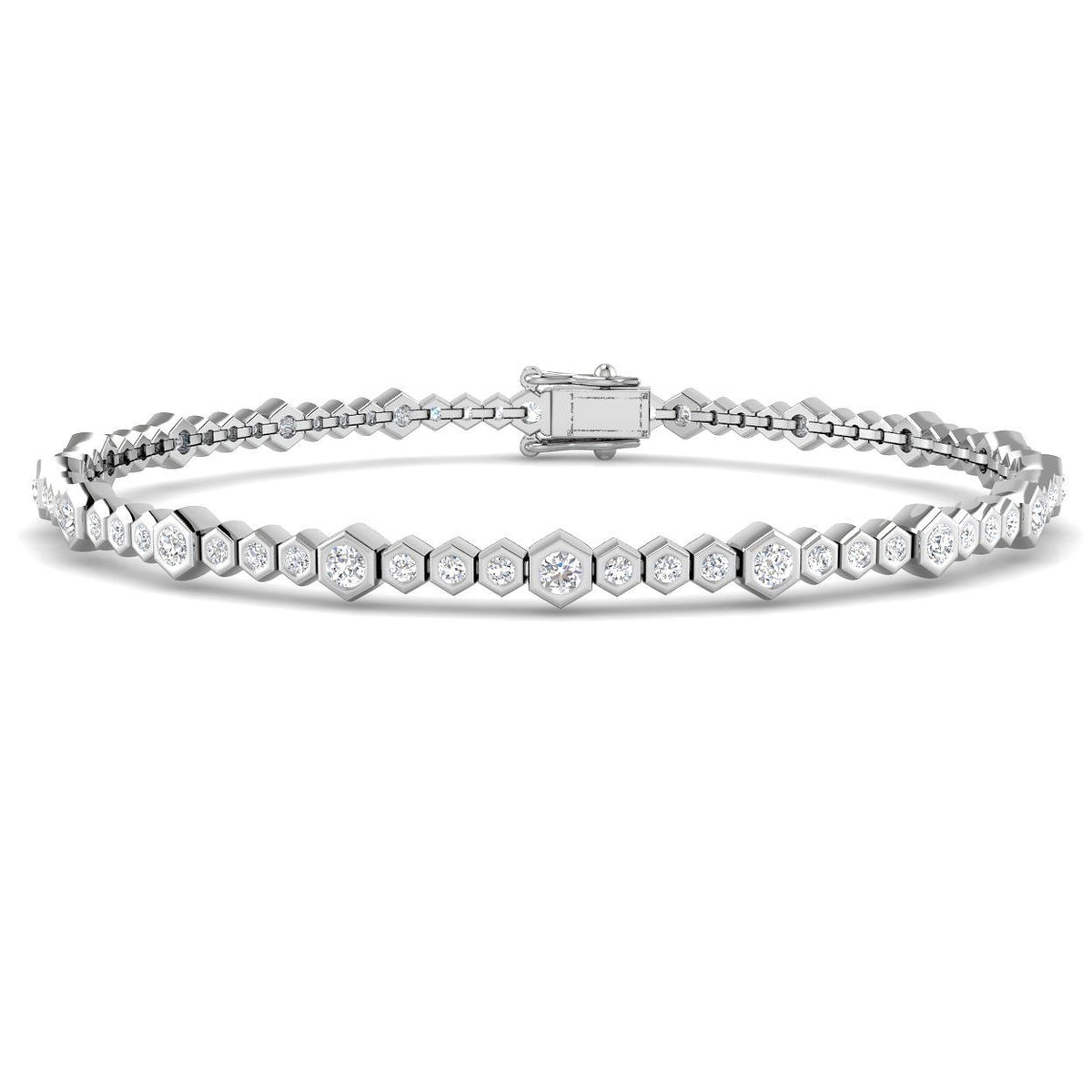 Natural Diamond Bracelet, Diamond Tennis Bracelet, Bezel Set Diamond Bracelet, Octagon Diamond Bracelet