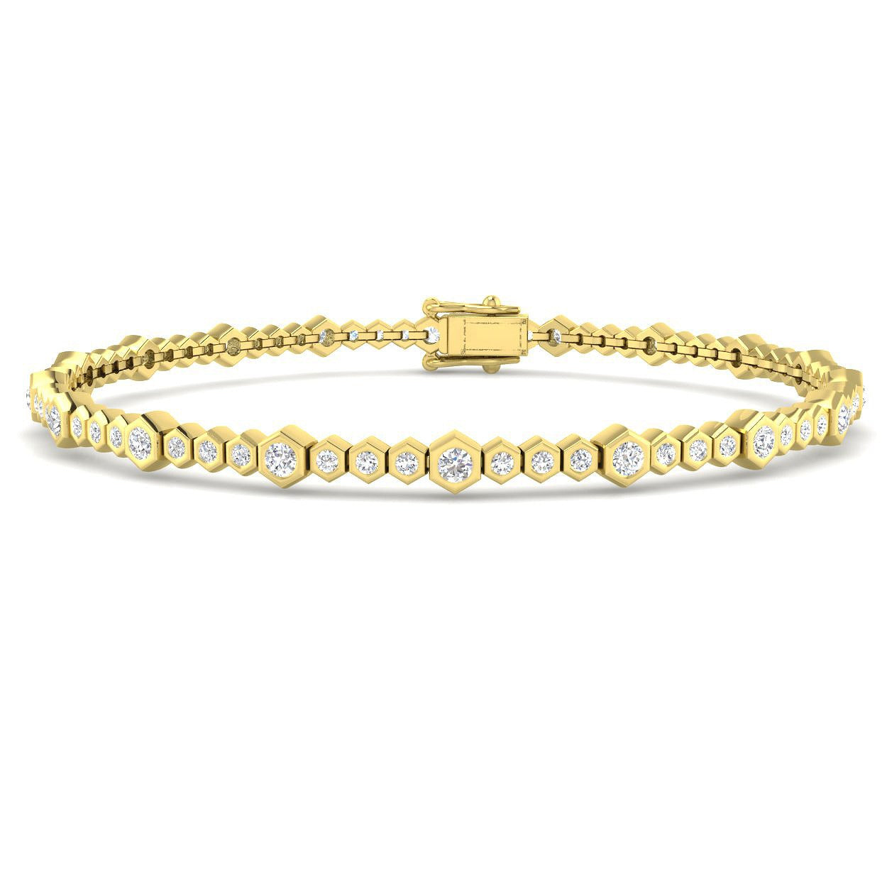 9K White Gold Bracelet, Round Diamond Bracelet, Luxury Diamond Bracelet, Fine Jewelry Bracelet