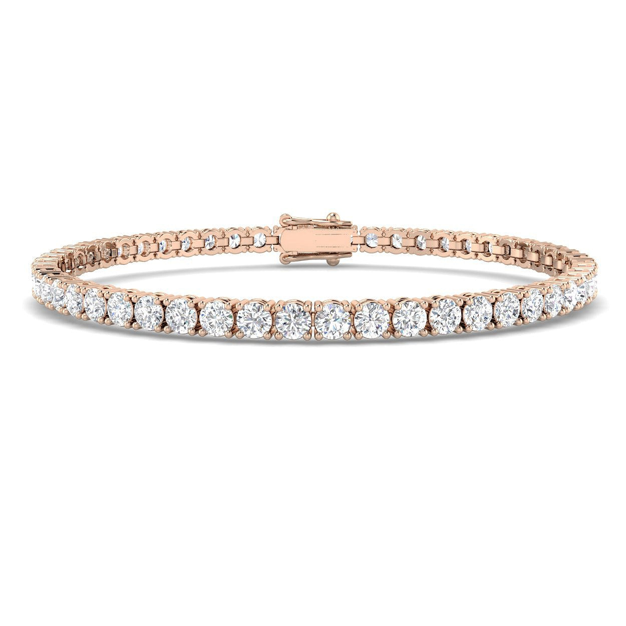9K White Gold Lab Grown Diamond Tennis Bracelet – Round Prong Set Diamonds with Box Clasp