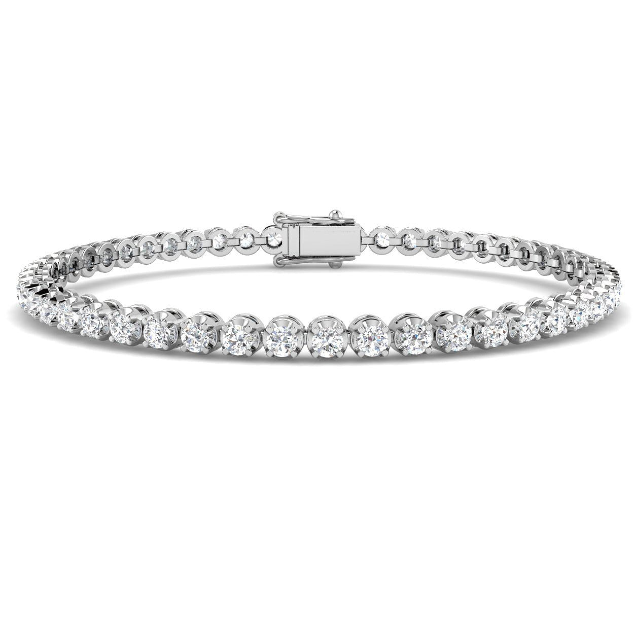 Bracelet de tennis de luxe en or et platine, serti de diamants ronds.