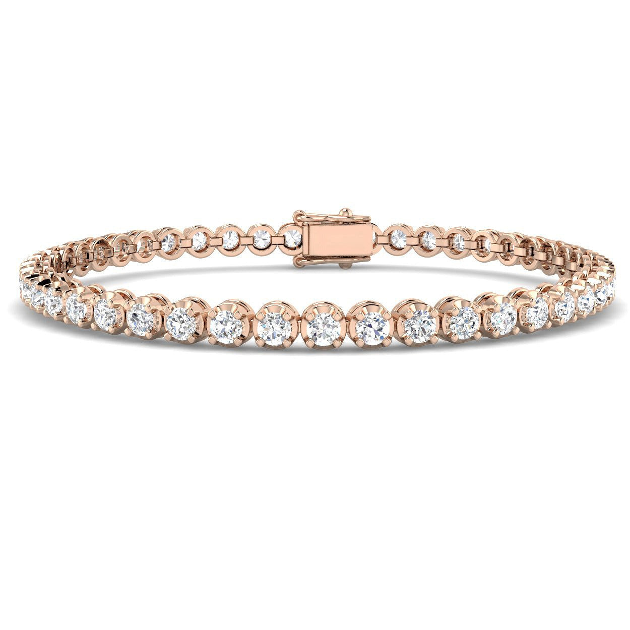 Bracelet de tennis de luxe en or et platine, serti de diamants ronds.
