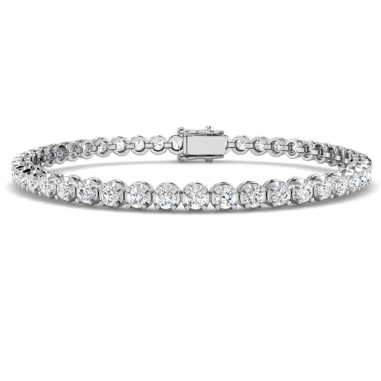 Bracelet de tennis de luxe en or et platine, serti de diamants ronds.