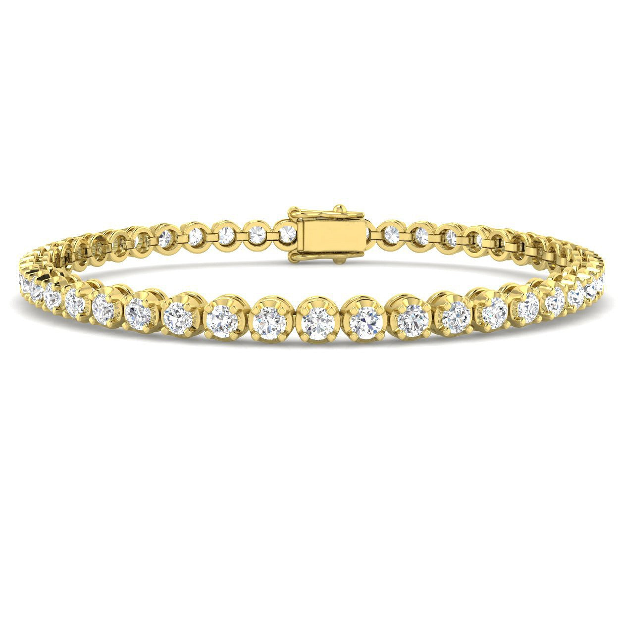 Bracelet de tennis de luxe en or et platine, serti de diamants ronds.