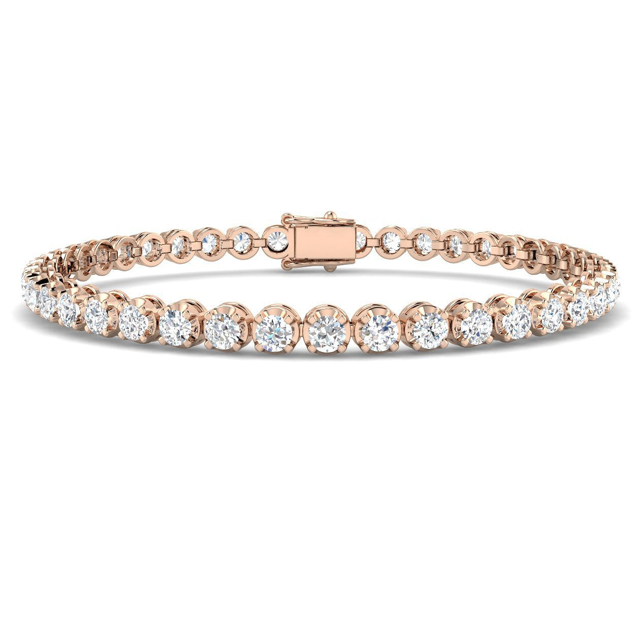 Bracelet de tennis de luxe en or et platine, serti de diamants ronds.