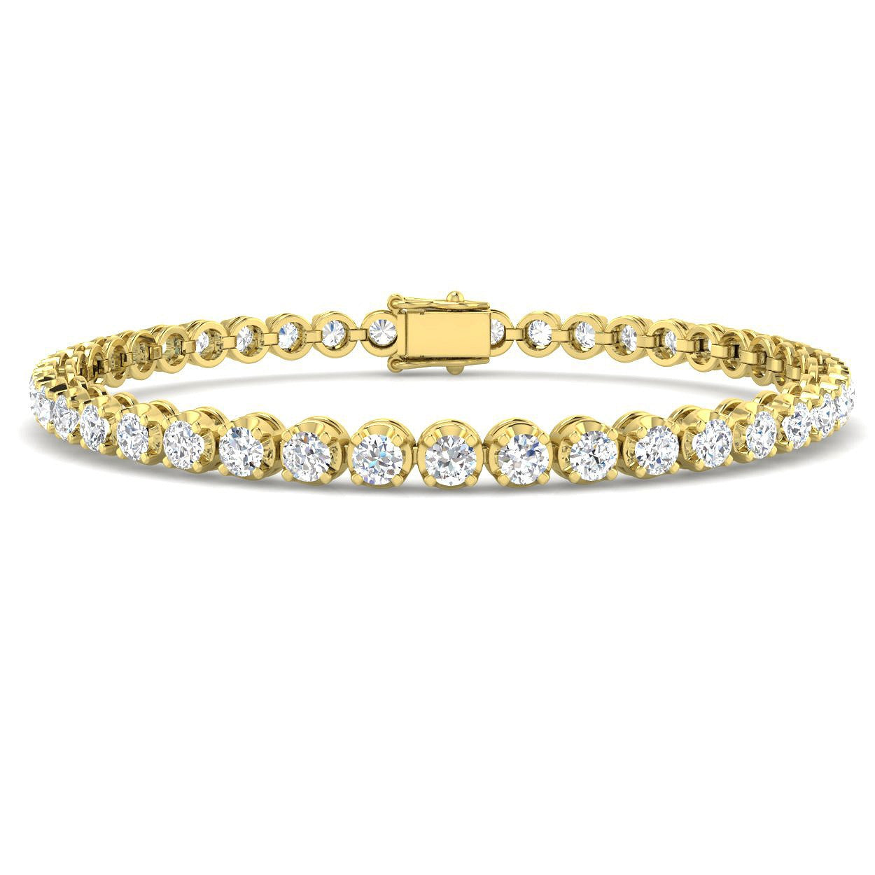 Bracelet de tennis de luxe en or et platine, serti de diamants ronds.
