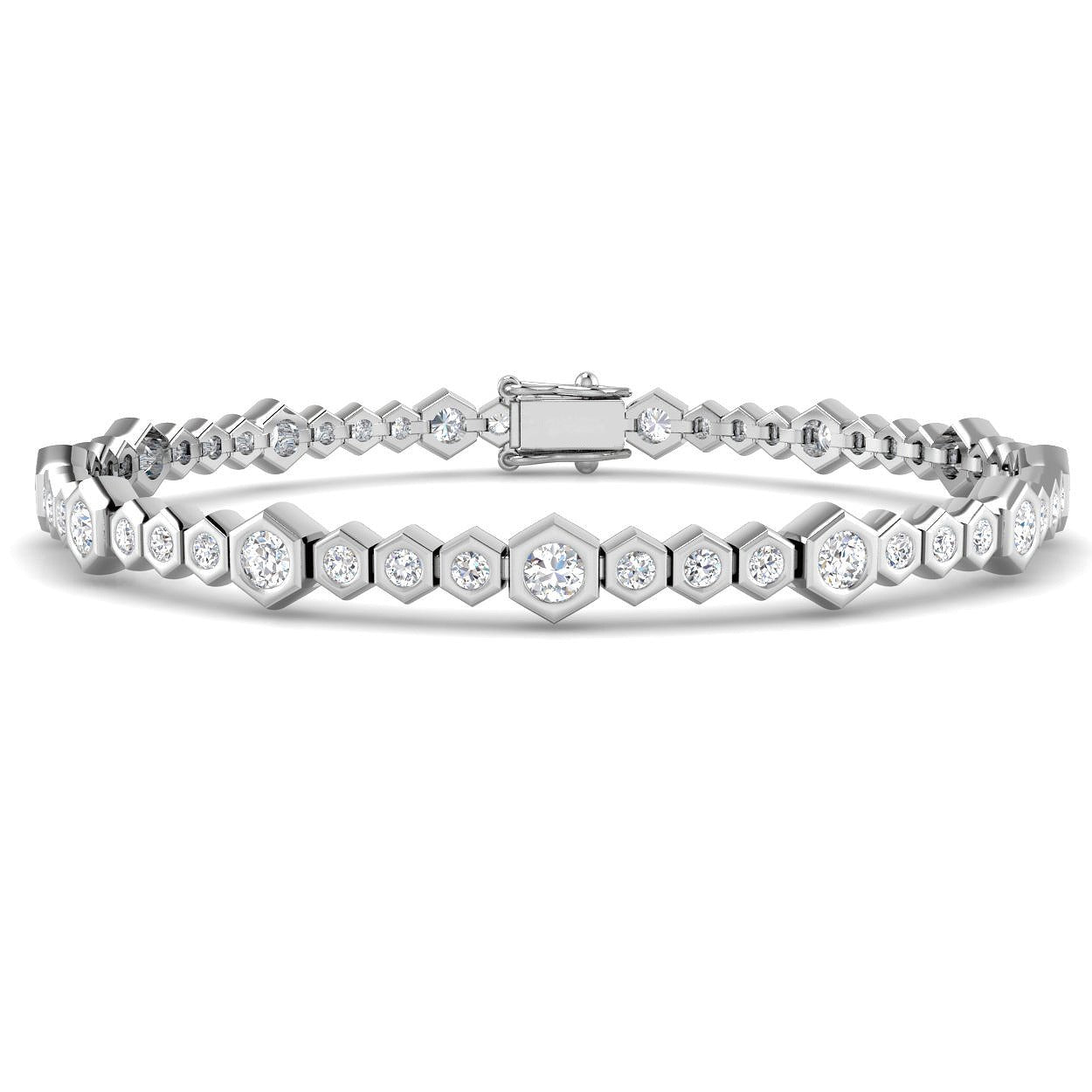 9K White Gold Bracelet, Round Diamond Bracelet, Luxury Diamond Bracelet, Fine Jewelry Bracelet