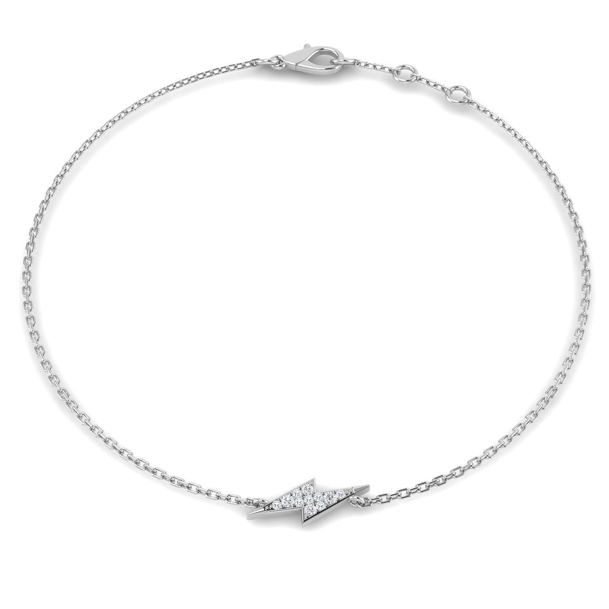 Lightning Bolt Bracelet, Diamond Charm Bracelet, Natural Diamond Bracelet