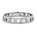 Art Deco Greek Key Natural Or Lab Grown Diamond Bracelet in Platinum | Baguette & Round