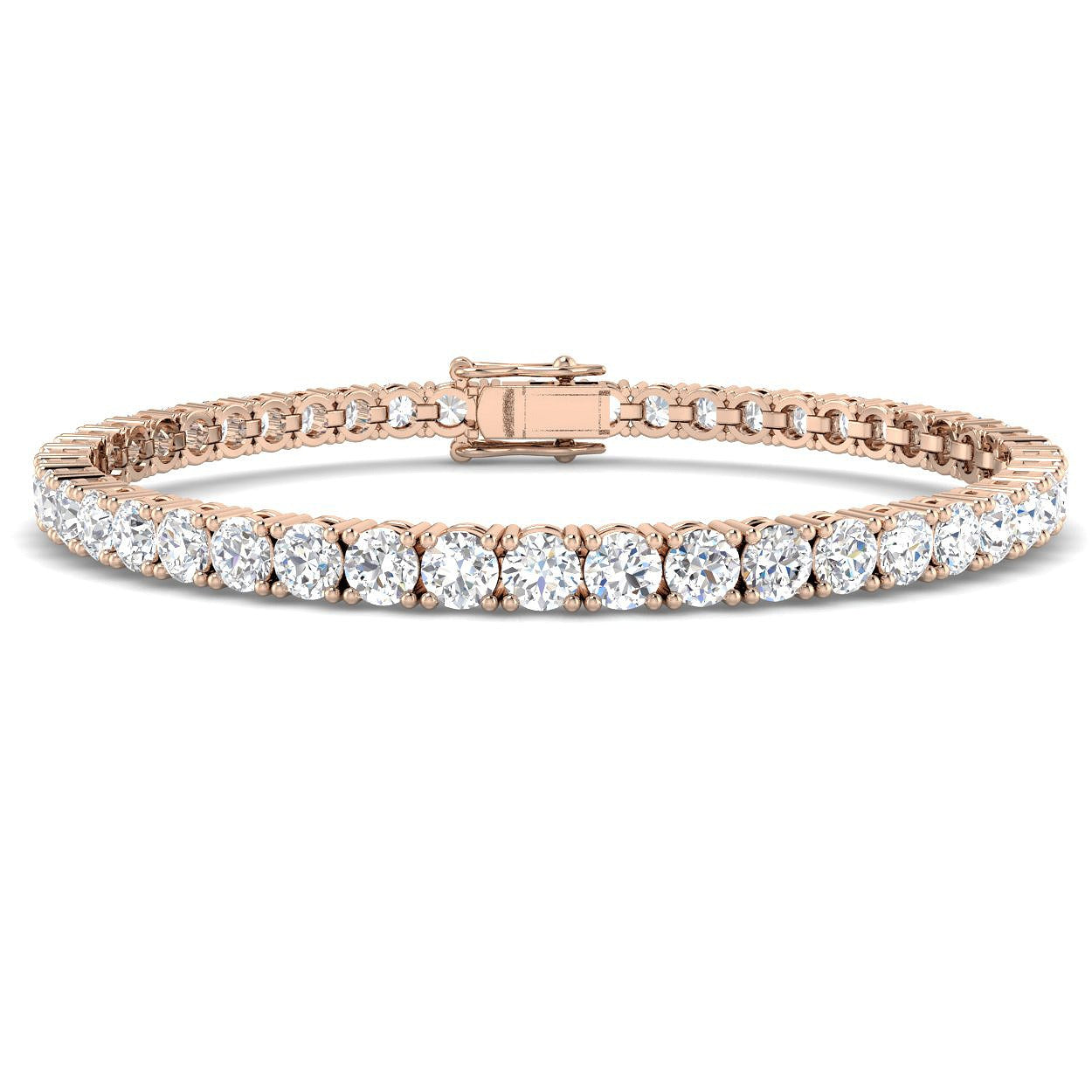 9K White Gold Lab Grown Diamond Tennis Bracelet – Round Prong Set Diamonds with Box Clasp