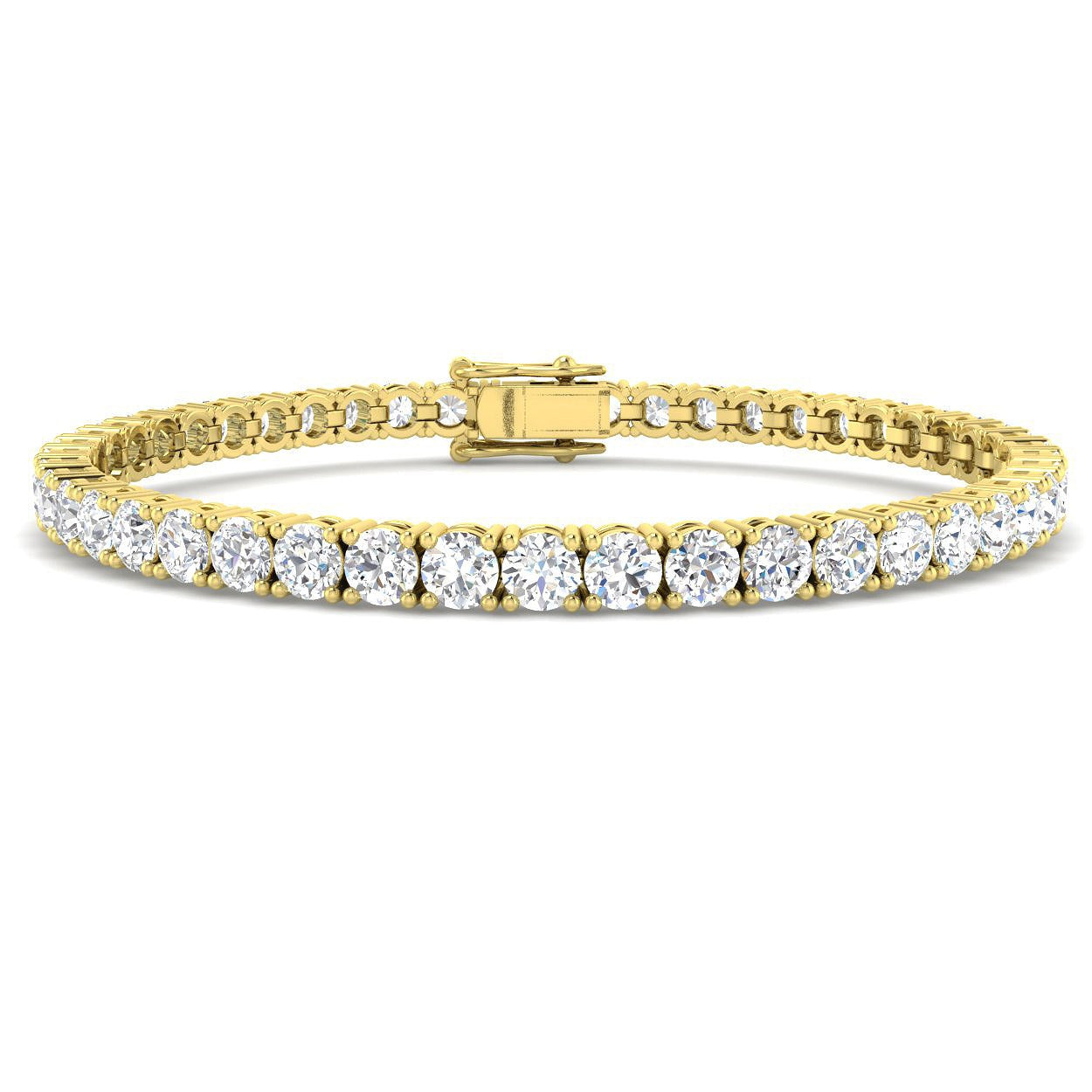 9K White Gold Lab Grown Diamond Tennis Bracelet – Round Prong Set Diamonds with Box Clasp