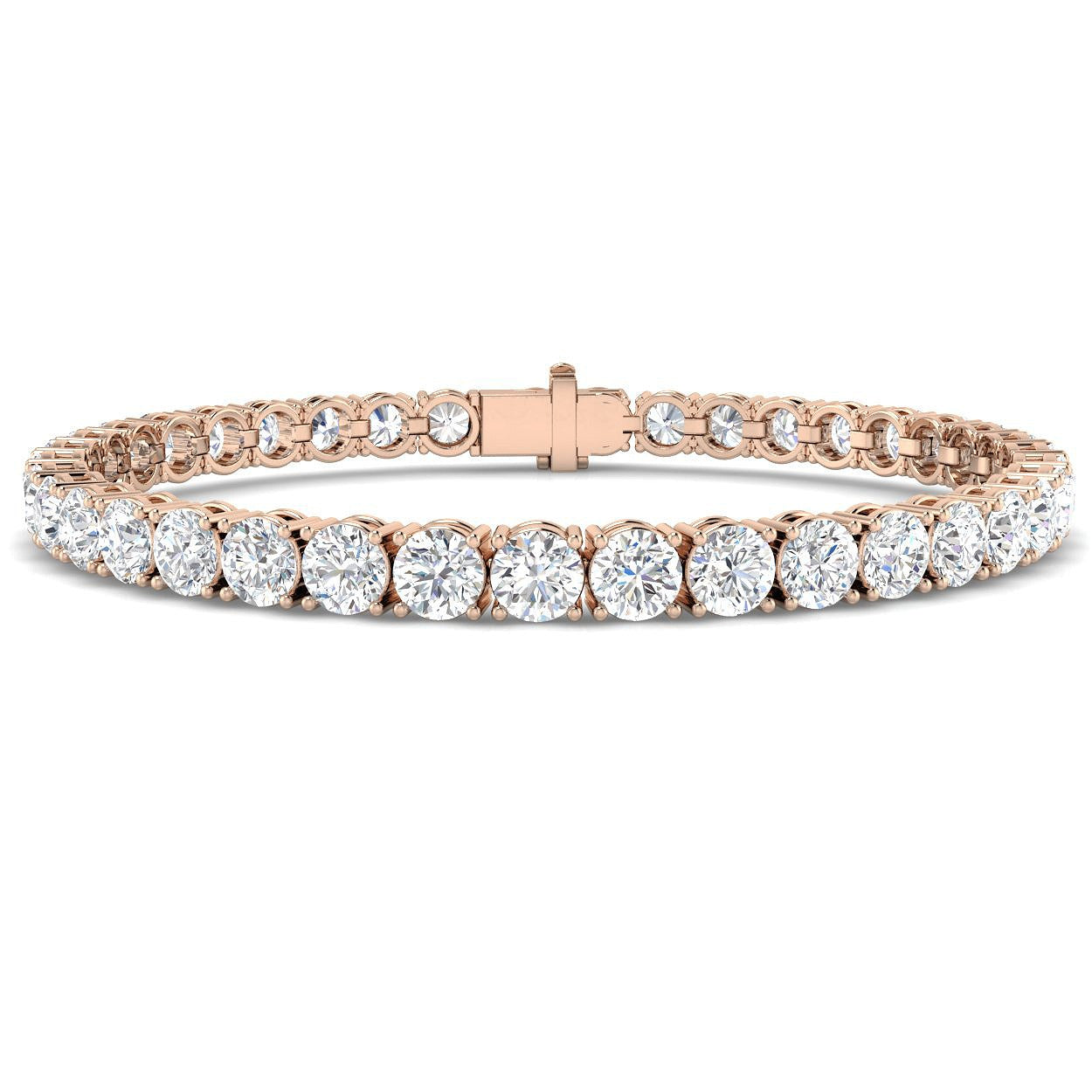 18K White Gold Round Natural Diamond Tennis Bracelet in Prong Set with Secure Box Clasp