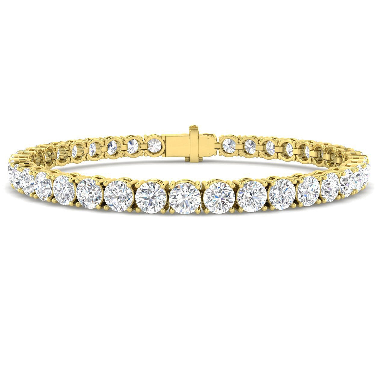 18K White Gold Round Natural Diamond Tennis Bracelet in Prong Set with Secure Box Clasp