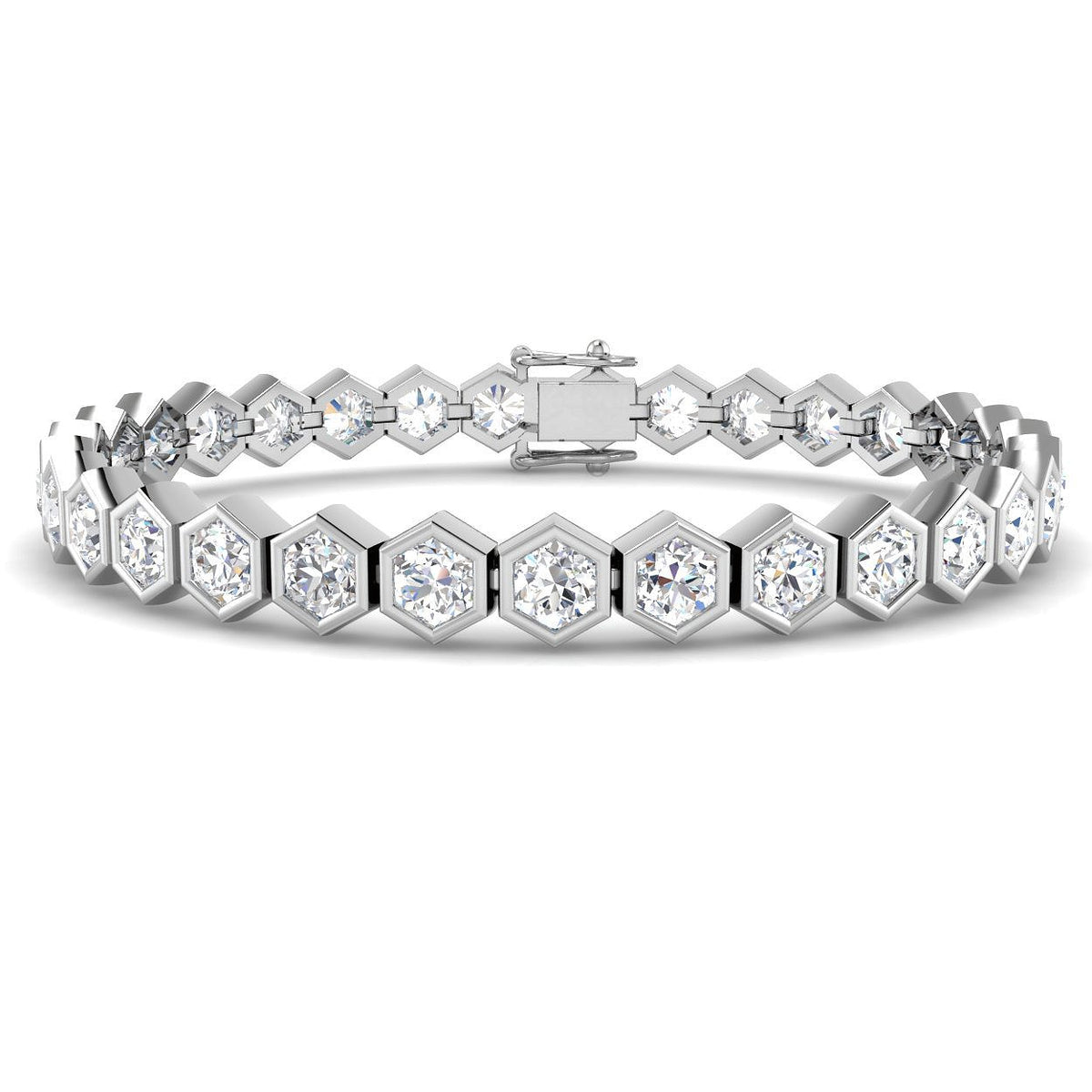 Natural Diamond Bracelet, Octagon Diamond Bracelet, Bezel Set Diamond Bracelet, Diamond Tennis Bracelet