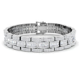 Art Deco–Style Baguette & Round Cut Lab Grown Diamond Bracelet in 18K White Gold