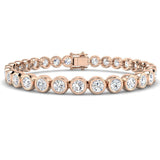 Natural Round Bezel Set Diamond Tennis Bracelet in Platinum with Secure Box Clasp - Line Bracelet