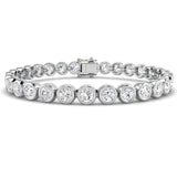 Natural Round Bezel Set Diamond Tennis Bracelet in Platinum with Secure Box Clasp - Line Bracelet