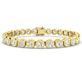 Natural Round Bezel Set Diamond Tennis Bracelet in Platinum with Secure Box Clasp - Line Bracelet