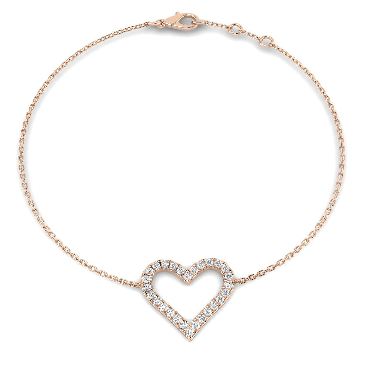 Gold Chain Bracelet, Minimalist Heart Bracelet, Anniversary Gift, Valentine Gift, Fine Gold Jewelry