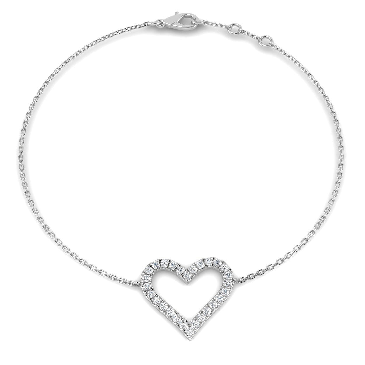 Diamond Heart Bracelet, Pave Diamond Jewelry, Romantic Gift For Her