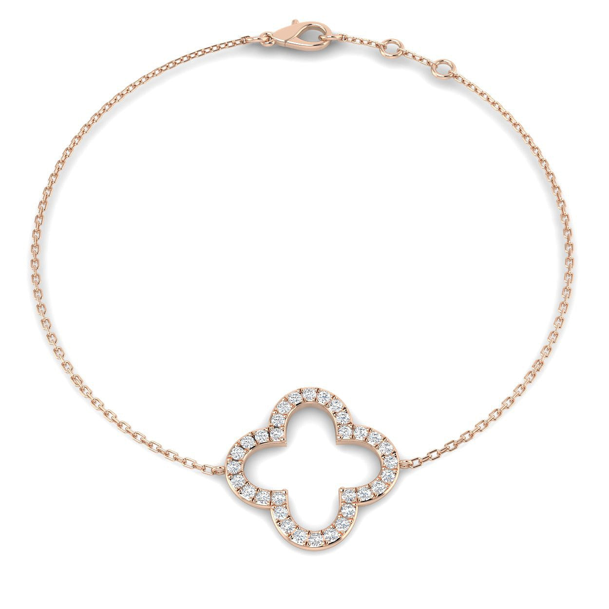 Clover Style Diamond Chain Bracelet in Gold or Platinum | Lab & Natural Diamonds