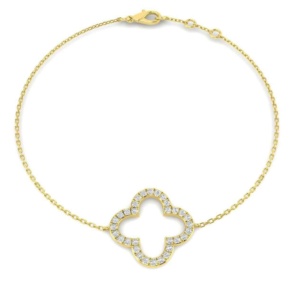 Clover Style Diamond Chain Bracelet in Gold or Platinum | Lab & Natural Diamonds