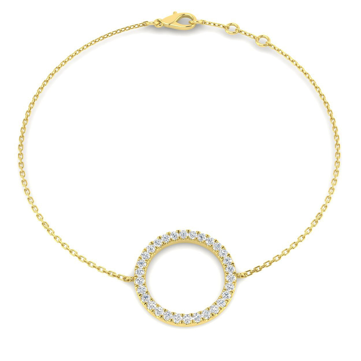 Natural Diamond, Circle Bracelet, Circle of Life, 9K Yellow Gold