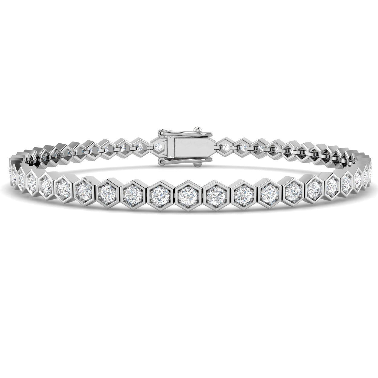 Lab Grown Diamond Bracelet, Platinum Diamond Bracelet, Diamond Tennis Bracelet, Bezel Set Diamond Bracelet