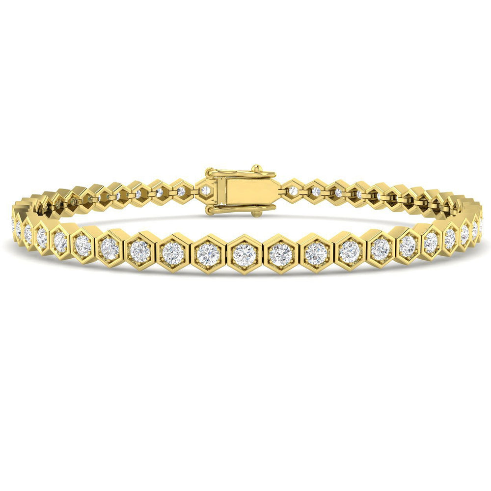 Round Diamond Bracelet, Octagon Link Bracelet, Platinum Jewelry Bracelet, Modern Diamond Bracelet
