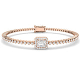 Bracelet de tennis de luxe en or et platine, serti de diamants ronds.