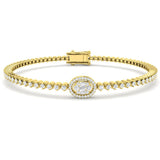 Bracelet de tennis de luxe en or et platine, serti de diamants ronds.