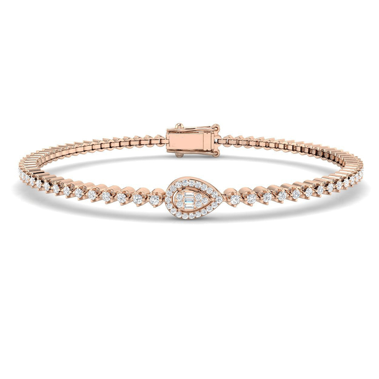 Bracelet de tennis de luxe en or et platine, serti de diamants ronds.