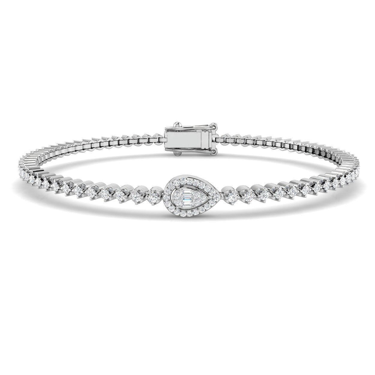 Bracelet de tennis de luxe en or et platine, serti de diamants ronds.