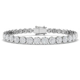 Natural Diamond Platinum Bracelet, Luxury Halo Tennis Bracelet, Secure Box Clasp Diamond Bracelet