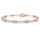 9K Yellow Gold Lab Grown Diamond Station Bracelet – Round Bezel & Pave Set Diamond Bar Bracelet with Box Clasp