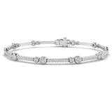 9K Yellow Gold Lab Grown Diamond Station Bracelet – Round Bezel & Pave Set Diamond Bar Bracelet with Box Clasp