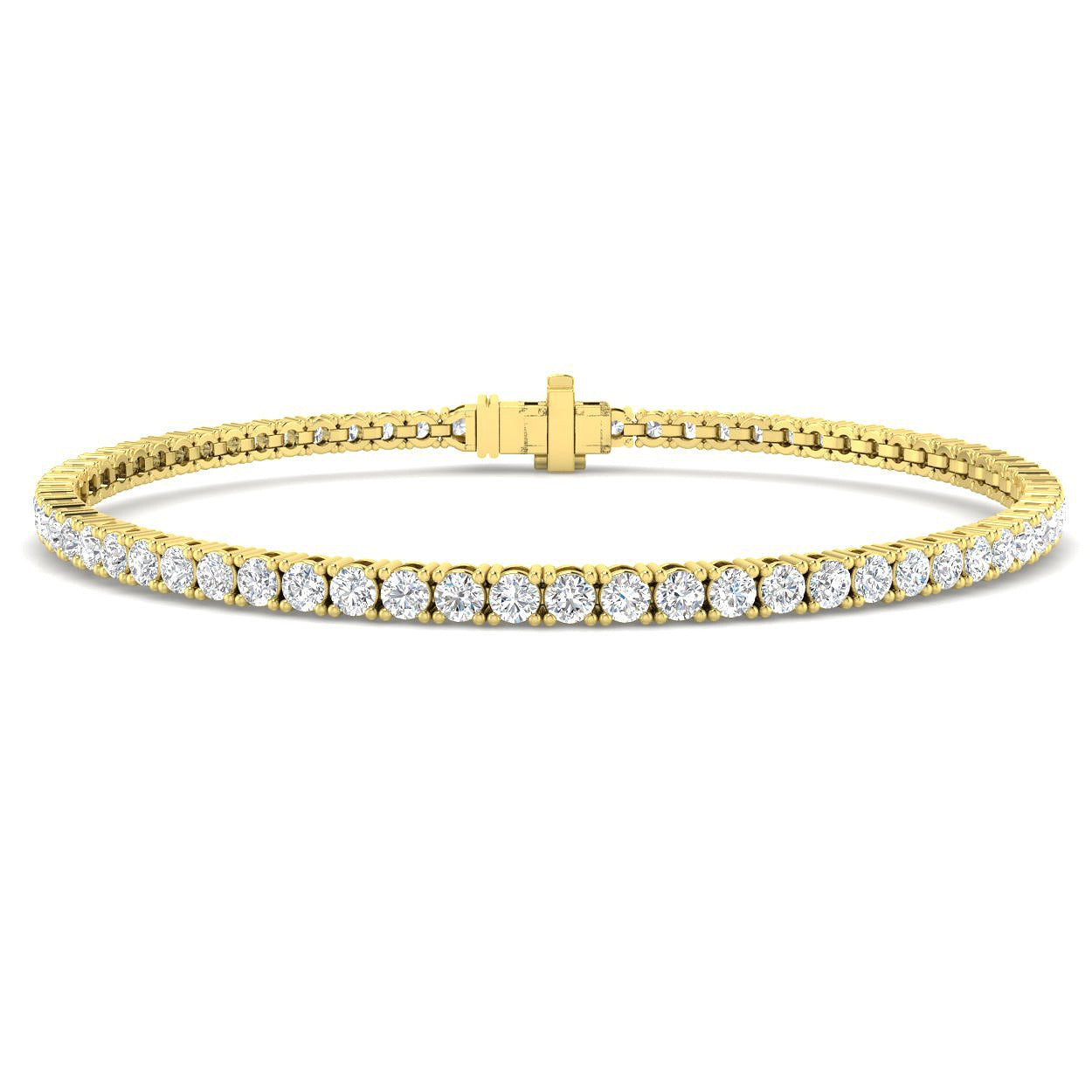18K White Gold Round Natural Diamond Tennis Bracelet in Prong Set with Box Closure