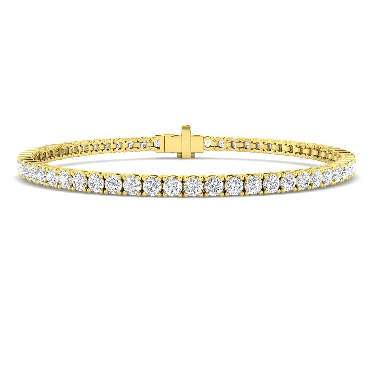 18K White Gold Round Natural Diamond Tennis Bracelet in Prong Set with Box Closure