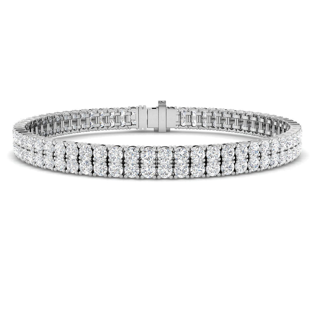 Natural Diamond Bracelet, Diamond Tennis Bracelet, Two Row Diamond Bracelet, 18K White Gold Bracelet