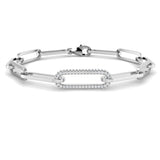 Lab Diamond Paperclip Chain Bracelet with Lobster Clasp