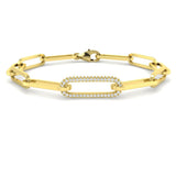 18K Yellow Gold Lab Grown Diamond Paperclip Link Bracelet